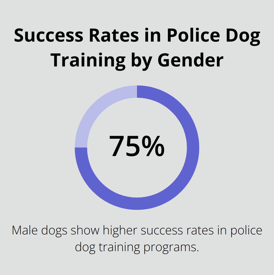 Chart showing higher success rates for male dogs in police training compared to female dogs - where to adopt dogs that failed police training